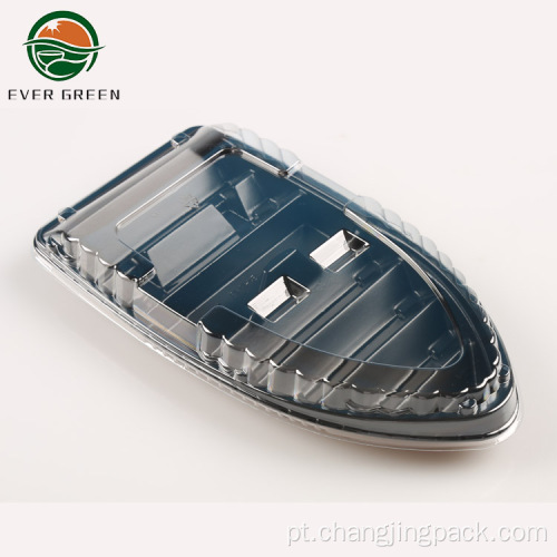 Bandeja de barco de sushi de compartimento plástico descartável